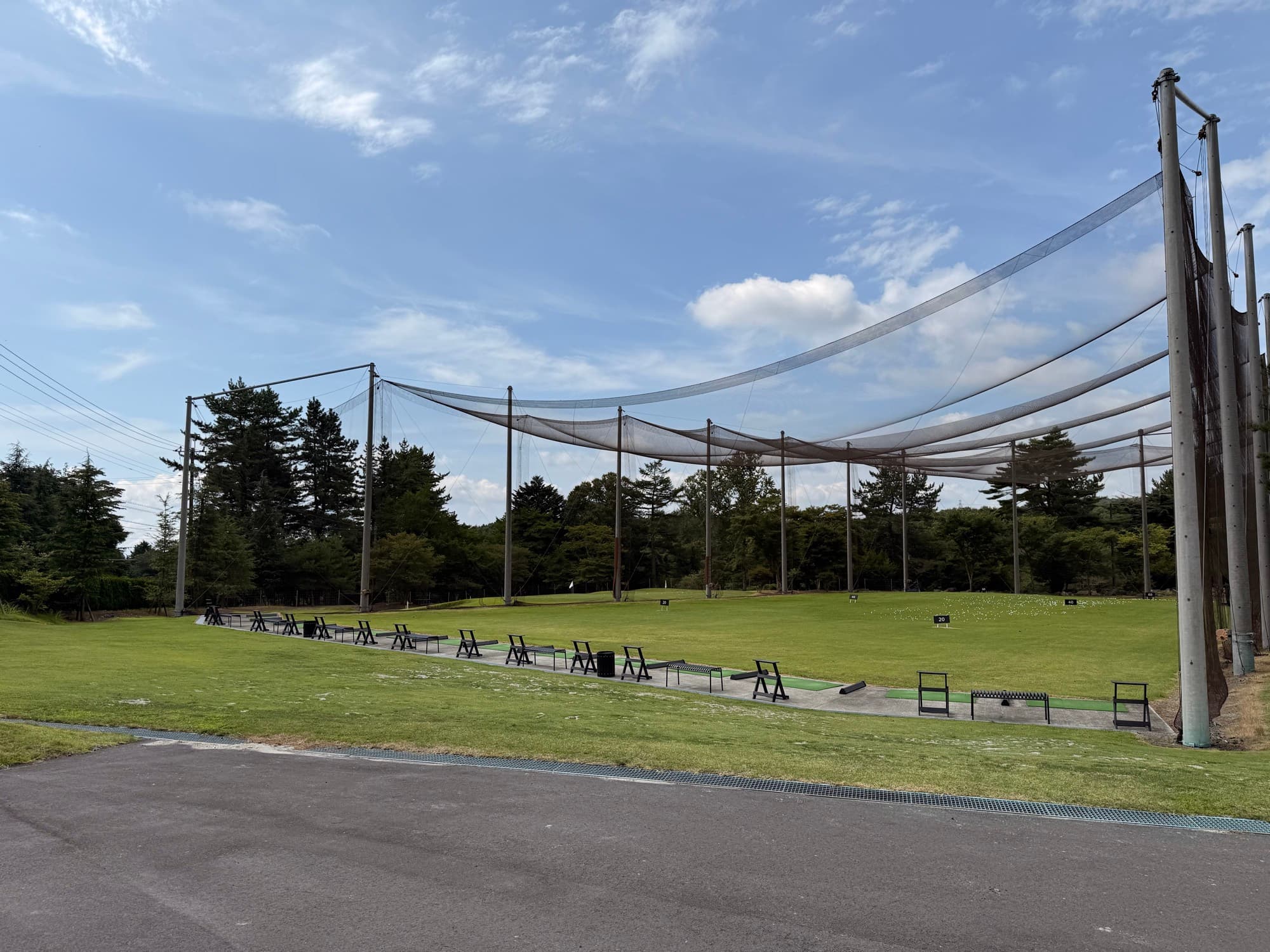The practice range under a clear sky