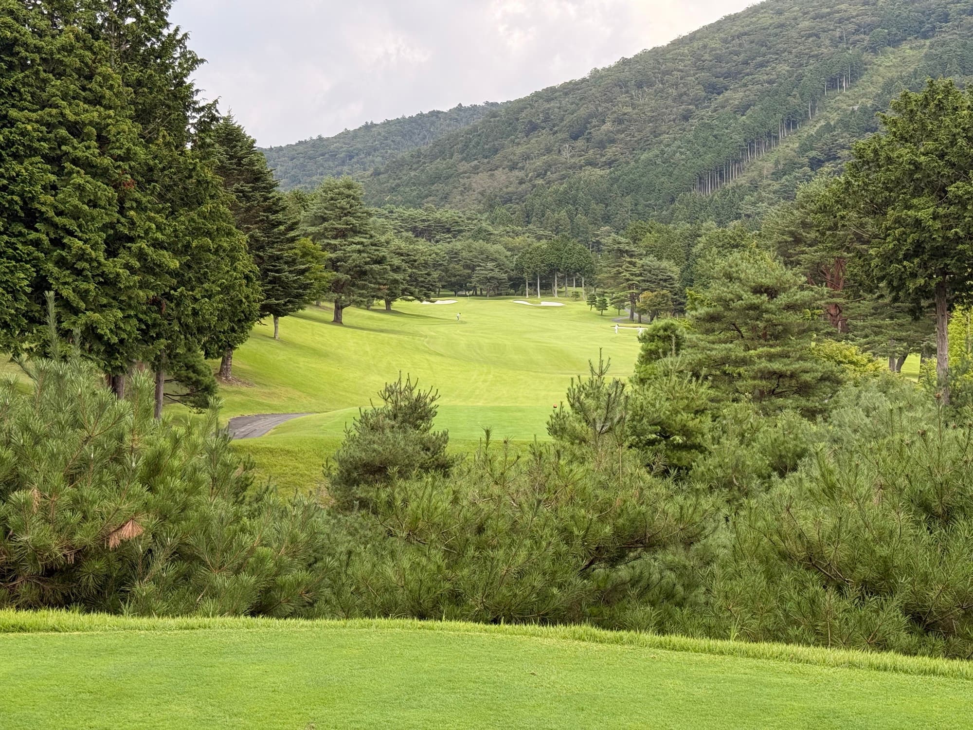 Mountains framing the fairway